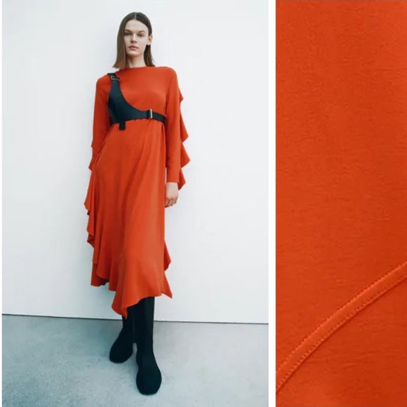 SOLD/// Zara ruffled midi dress - Picture 5 of 5